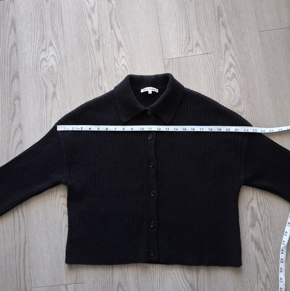 Reformation Frida Rib Knit Recycled Cashmere Collared Cardigan Black S - Picture 10 of 15